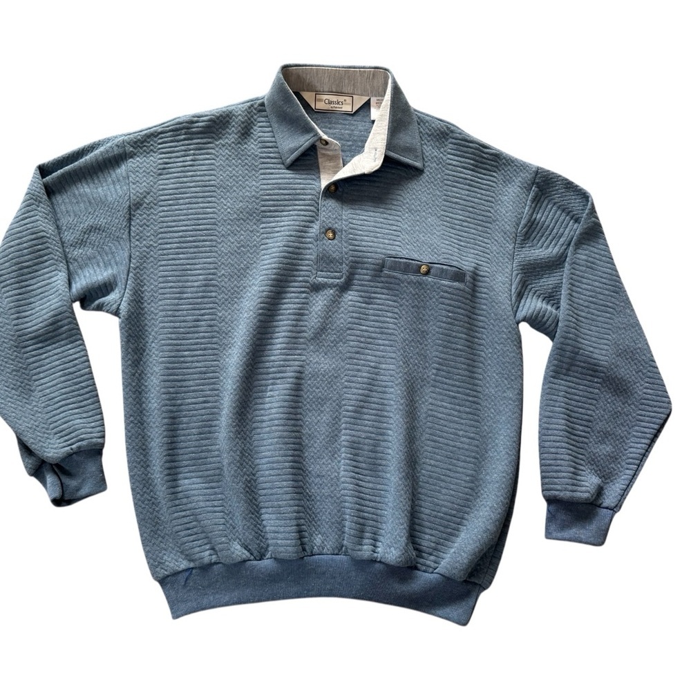 Vintage Classics by Palmland Long Sleeve Pullover Blue Men’s Medium EUC